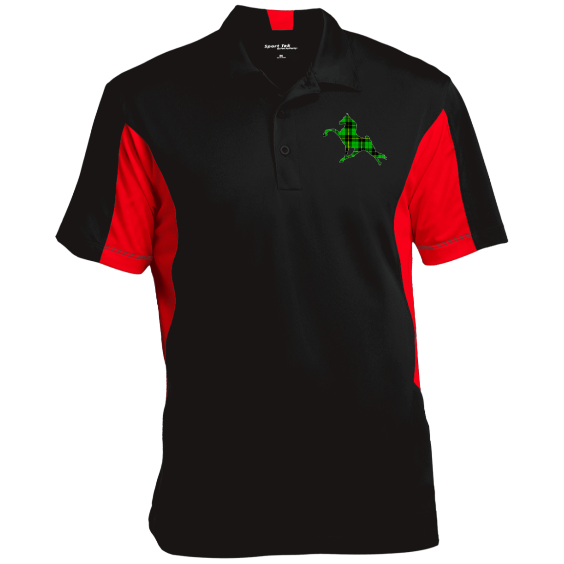 TWH PERFORMANCE GREEN PLAID CLOSEOUT - ST655 Men's Colorblock Performance Polo