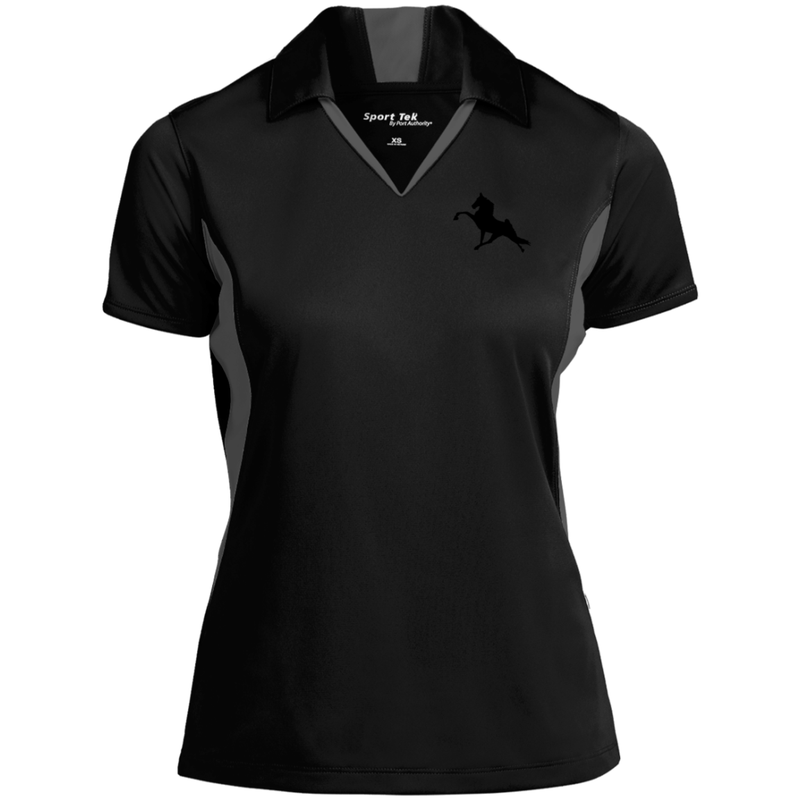 TWH PERFORMANCE (BLACK) CLOSEOUT - LST655 Ladies' Colorblock Performance Polo