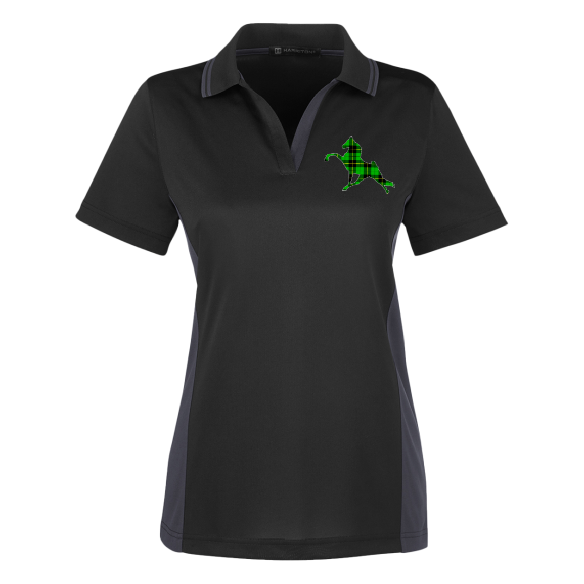 TWH PERFORMANCE GREEN PLAID M386W Harriton Womens Colorblock Polo