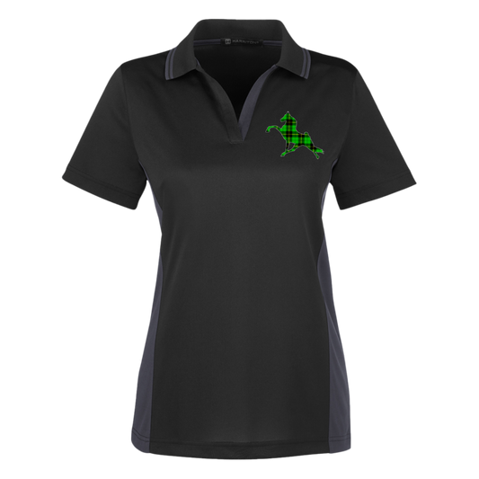 TWH PERFORMANCE GREEN PLAID M386W Harriton Womens Colorblock Polo