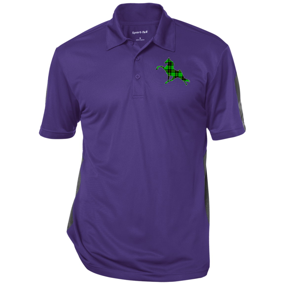 TWH PERFORMANCE GREEN PLAID CLOSEOUT - ST695 Performance Textured Three-Button Polo