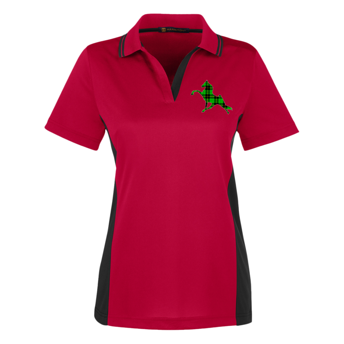 TWH PERFORMANCE GREEN PLAID M386W Harriton Womens Colorblock Polo