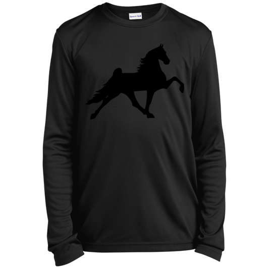 TWH PERFORMANCE STYLE 2 (BLACK) CLOSEOUT - YST350LS Youth Long Sleeve Performance Tee