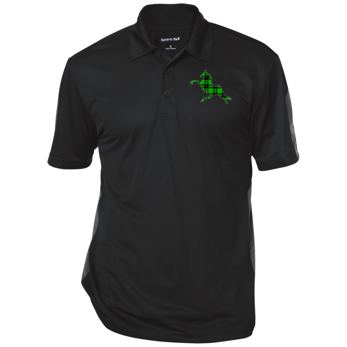 TWH PERFORMANCE GREEN PLAID CLOSEOUT - ST695 Performance Textured Three-Button Polo