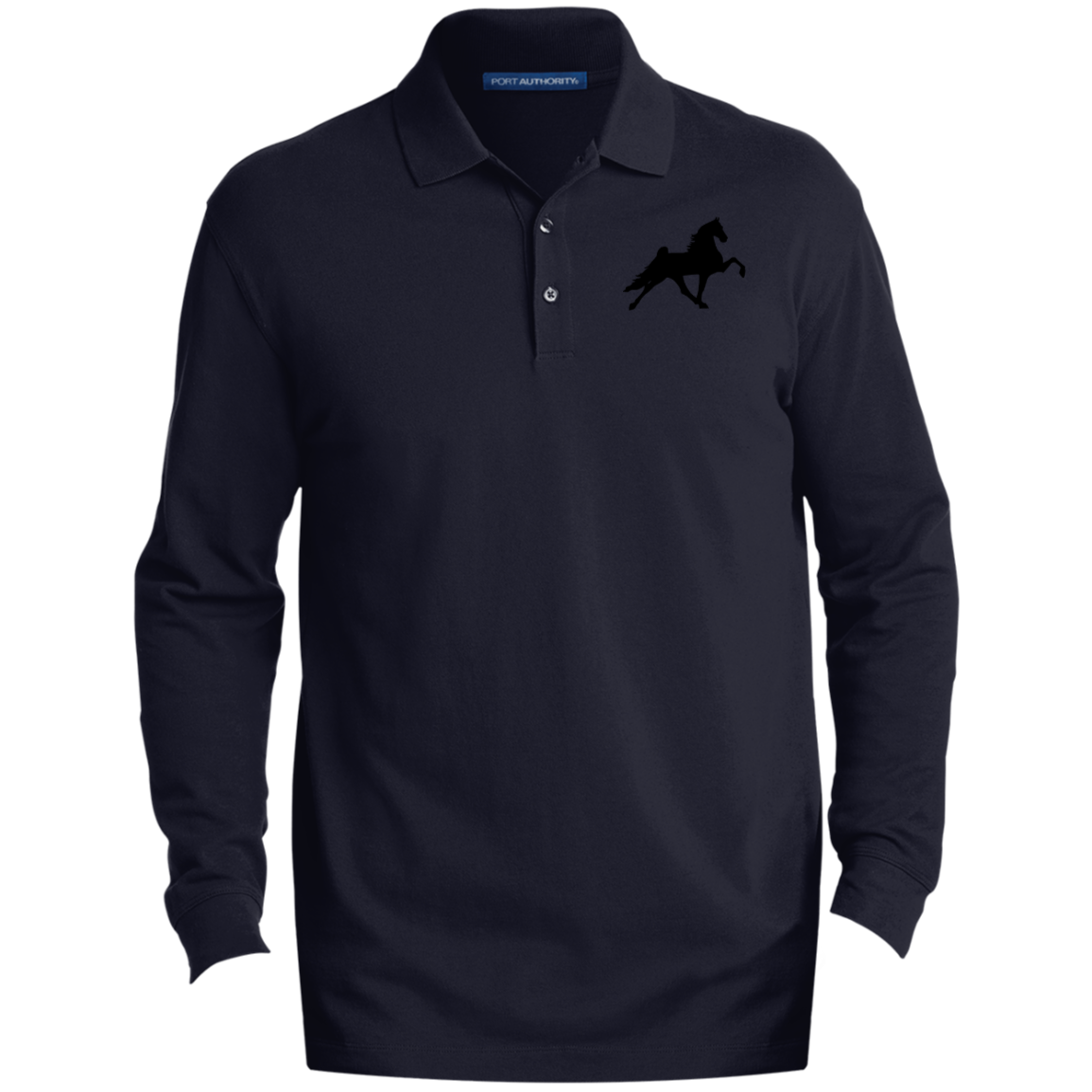 TWH PERFORMANCE STYLE 2 (BLACK) CLOSEOUT - K8000LS Men's EZCotton™ Long Sleeve Polo