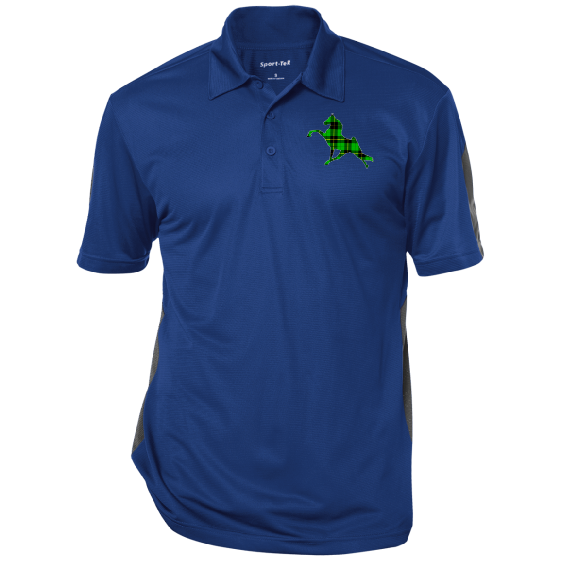 TWH PERFORMANCE GREEN PLAID CLOSEOUT - ST695 Performance Textured Three-Button Polo