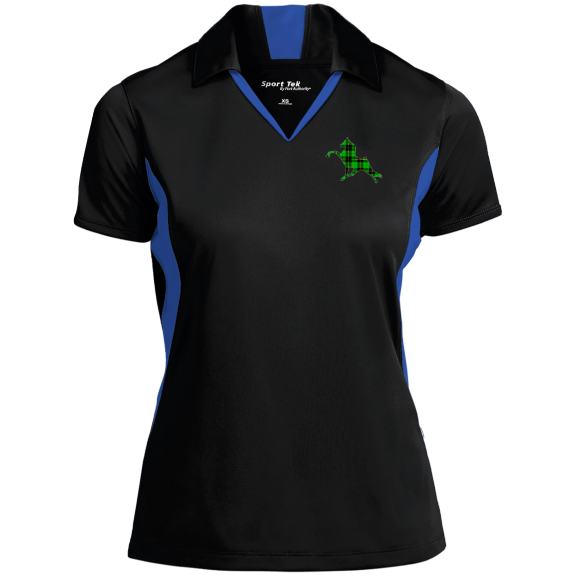 TWH PERFORMANCE GREEN PLAID CLOSEOUT - LST655 Ladies' Colorblock Performance Polo