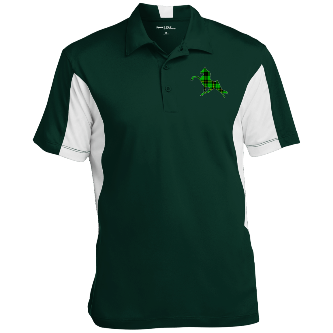 TWH PERFORMANCE GREEN PLAID CLOSEOUT - ST655 Men's Colorblock Performance Polo