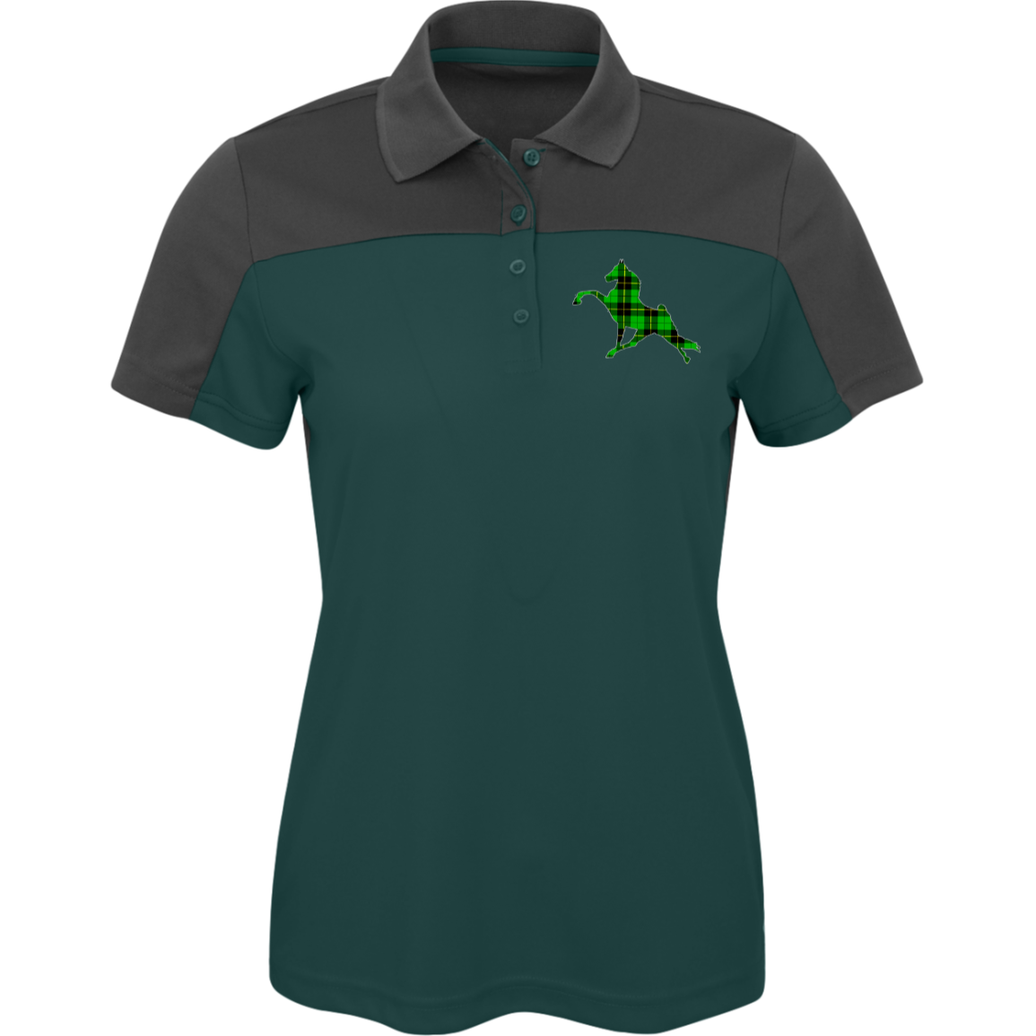 TWH PERFORMANCE GREEN PLAID CE101W Core 365 Womens Pique Polo