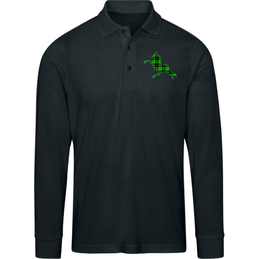 TWH PERFORMANCE GREEN PLAID 88192 Core 365 Mens Pinnacle Long Sleeve Pique Polo