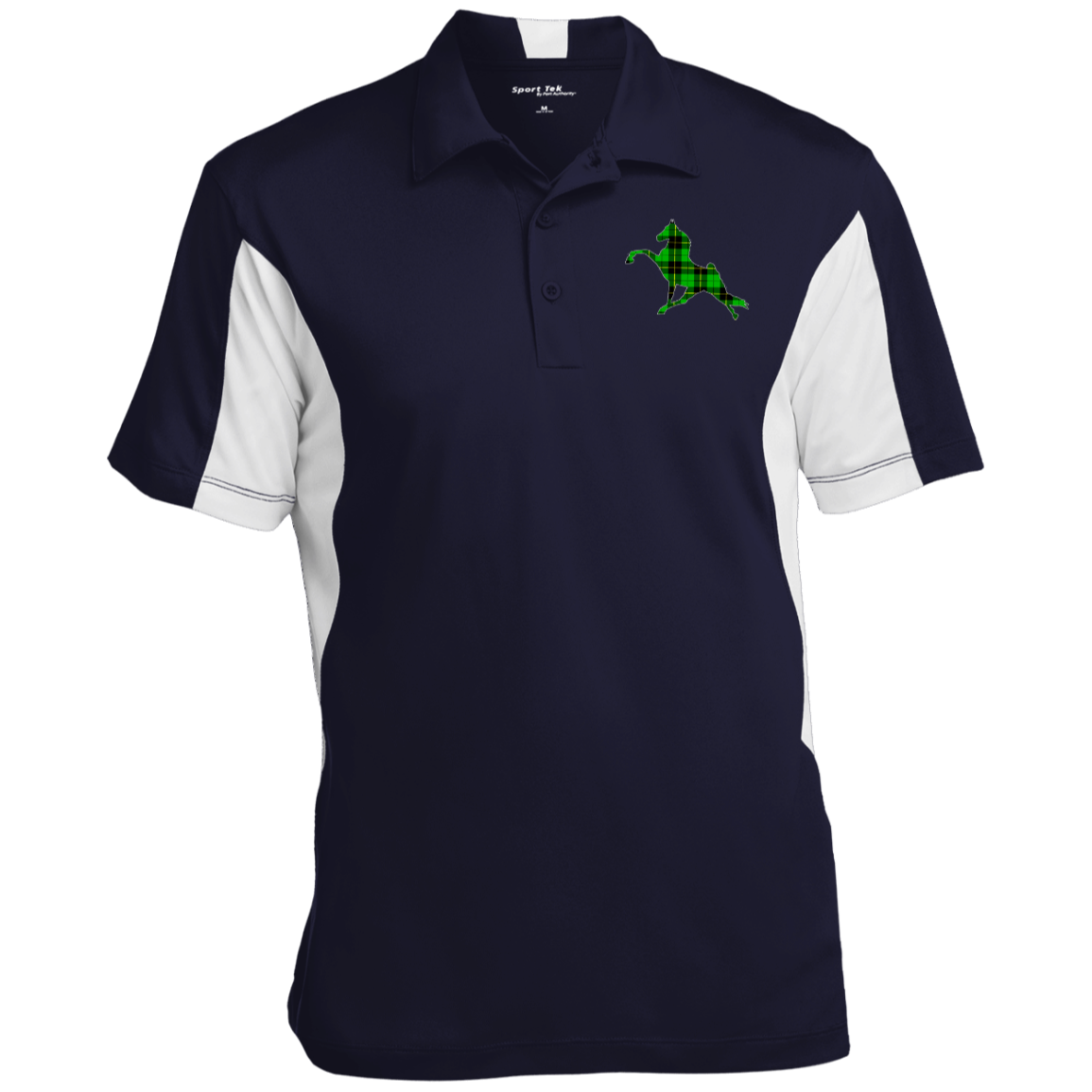 TWH PERFORMANCE GREEN PLAID CLOSEOUT - ST655 Men's Colorblock Performance Polo