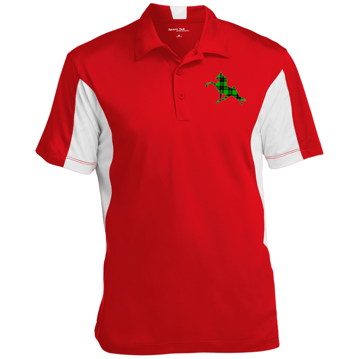 TWH PERFORMANCE GREEN PLAID CLOSEOUT - ST655 Men's Colorblock Performance Polo