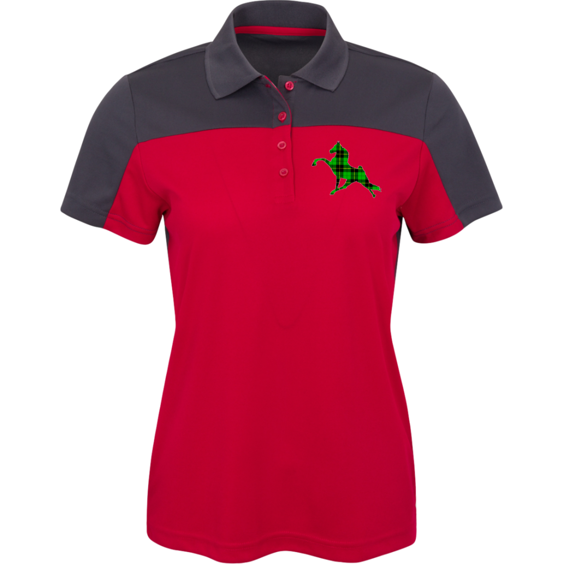 TWH PERFORMANCE GREEN PLAID CE101W Core 365 Womens Pique Polo