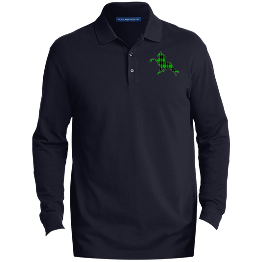 TWH PERFORMANCE GREEN PLAID CLOSEOUT - K8000LS Men's EZCotton™ Long Sleeve Polo