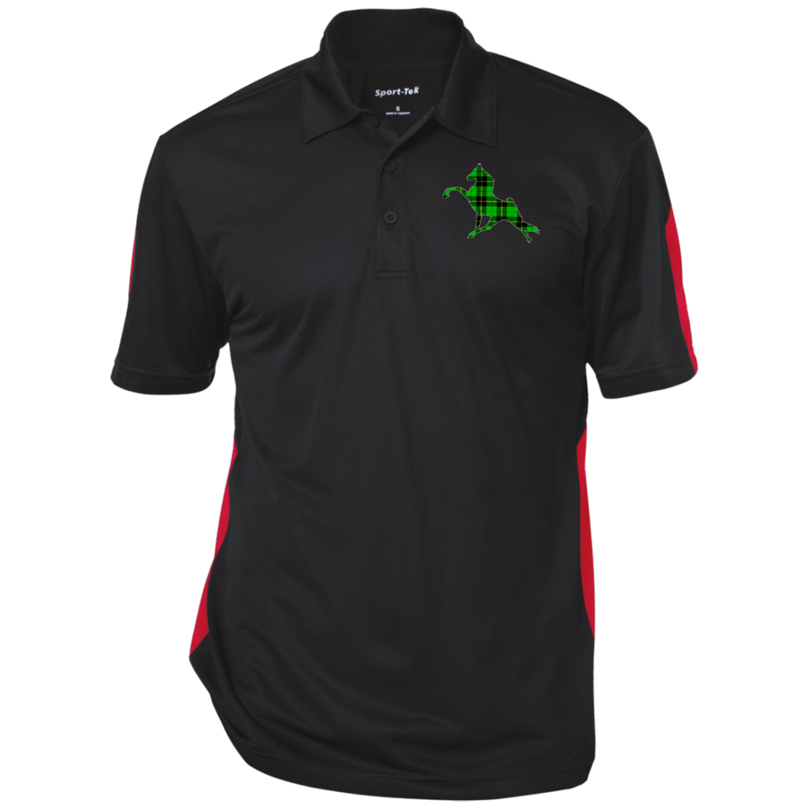 TWH PERFORMANCE GREEN PLAID CLOSEOUT - ST695 Performance Textured Three-Button Polo