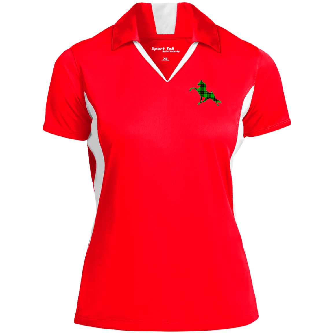 TWH PERFORMANCE GREEN PLAID CLOSEOUT - LST655 Ladies' Colorblock Performance Polo