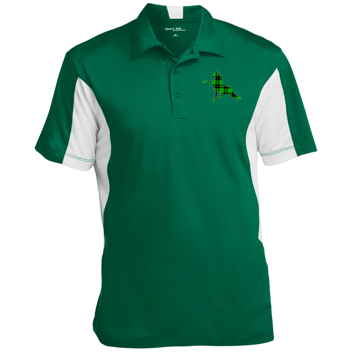 TWH PERFORMANCE GREEN PLAID CLOSEOUT - ST655 Men's Colorblock Performance Polo