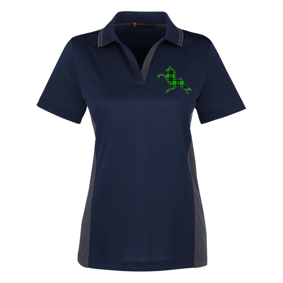 TWH PERFORMANCE GREEN PLAID M386W Harriton Womens Colorblock Polo