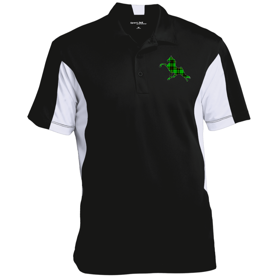 TWH PERFORMANCE GREEN PLAID CLOSEOUT - ST655 Men's Colorblock Performance Polo