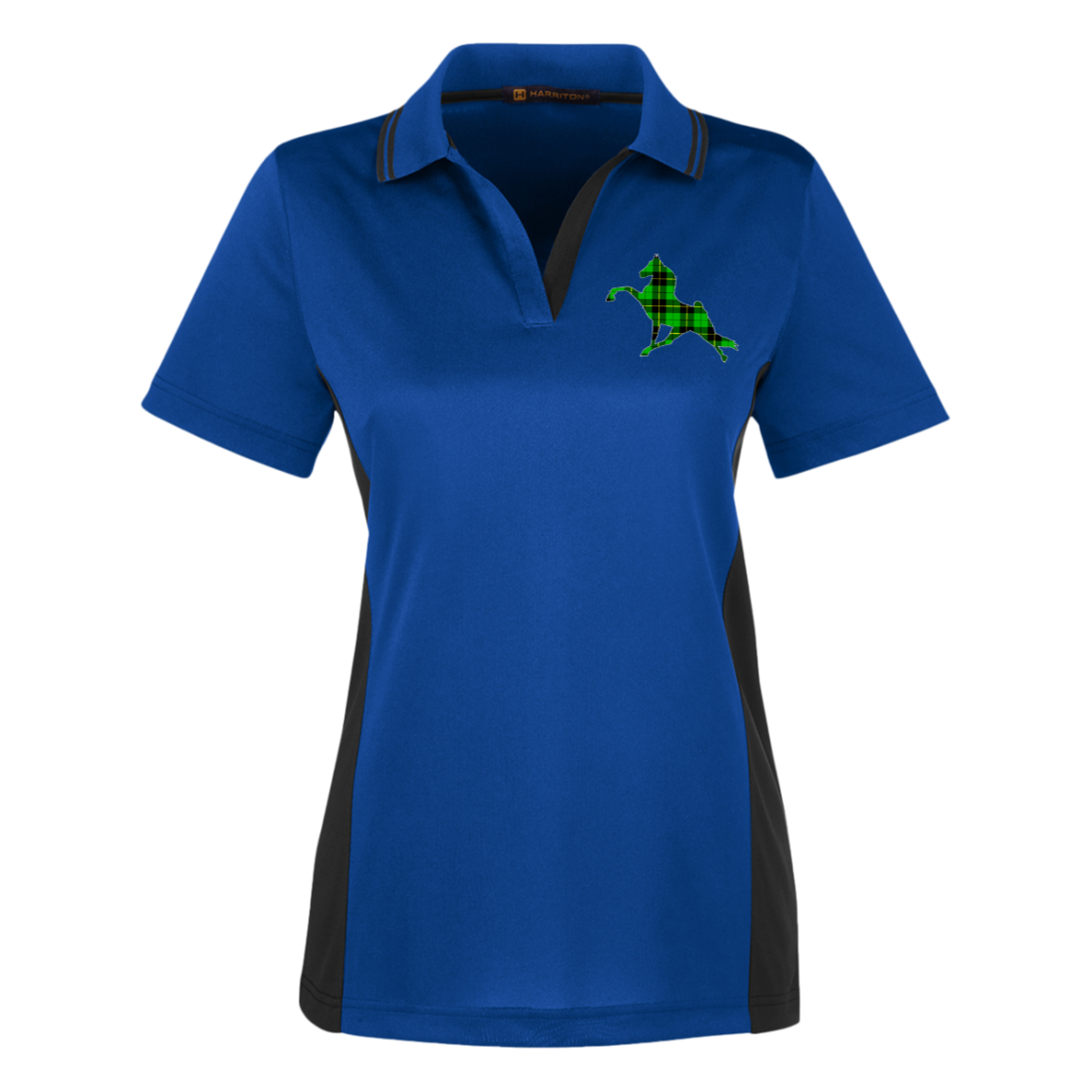 TWH PERFORMANCE GREEN PLAID M386W Harriton Womens Colorblock Polo